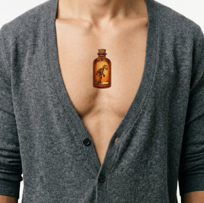 Bottled Leaf Puppet Tattoo Illustration