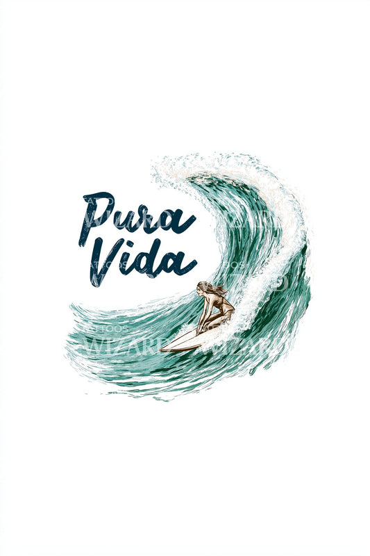 Pura Vida Minimal Wave Tattoo Design