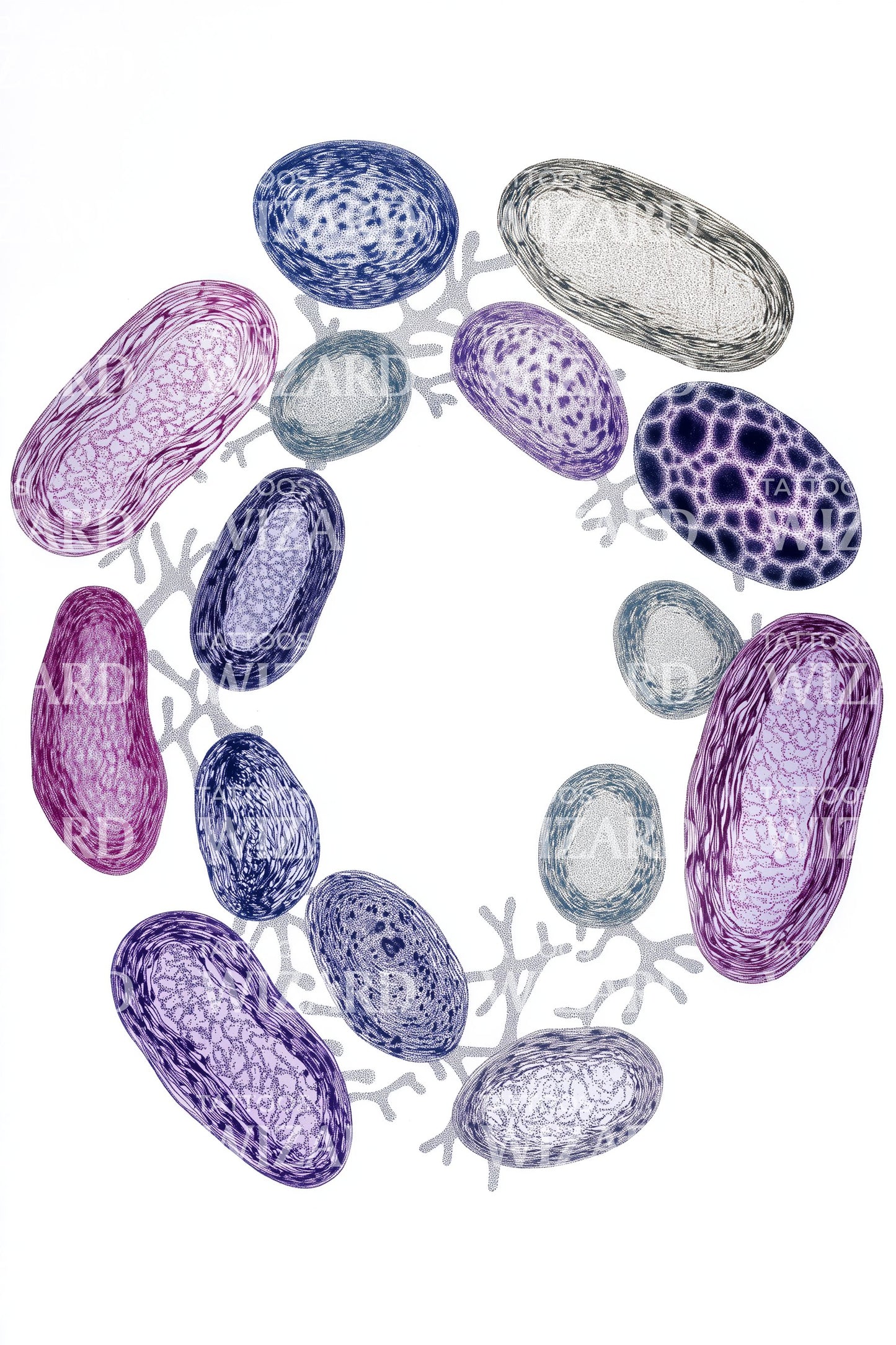 Purple Cell Garland Tattoo Design