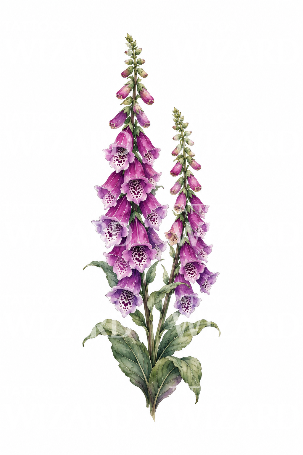 Aquarell-Tattoo mit violetten Fingerhüten