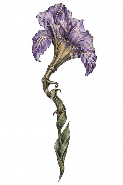Tatueringsdesign med lila iris