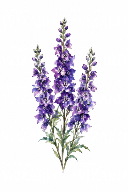 Purple Larkspur Spikes Watercolor Tattoo Idea