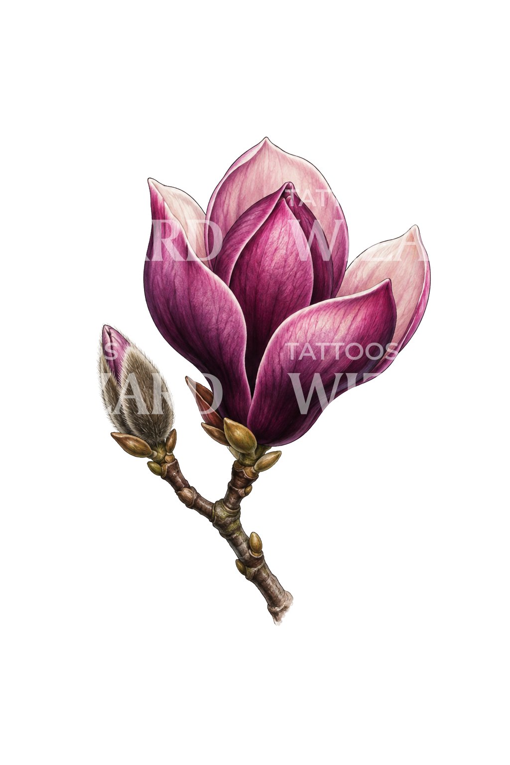 Création de tatouage d’une fleur de magnolia violet
