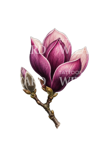Création de tatouage d’une fleur de magnolia violet