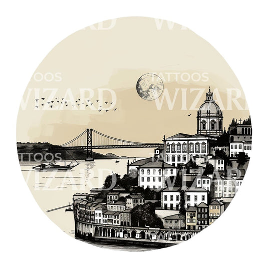 View from Lisbon Portugal Tattoo Design