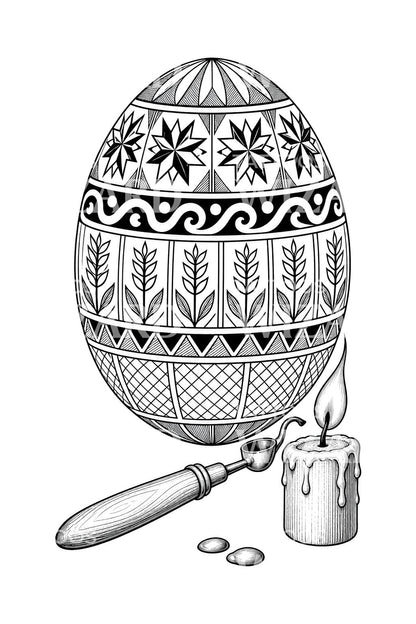 Σχέδιο τατουάζ αυγού Pysanka με τεχνική κεριού