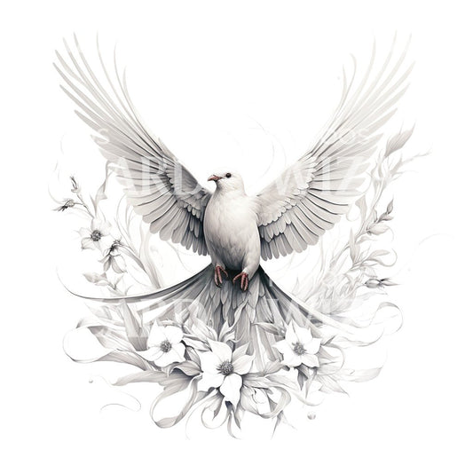 Weiße Taube mit ausgebreiteten Flügeln Tattoo-Design