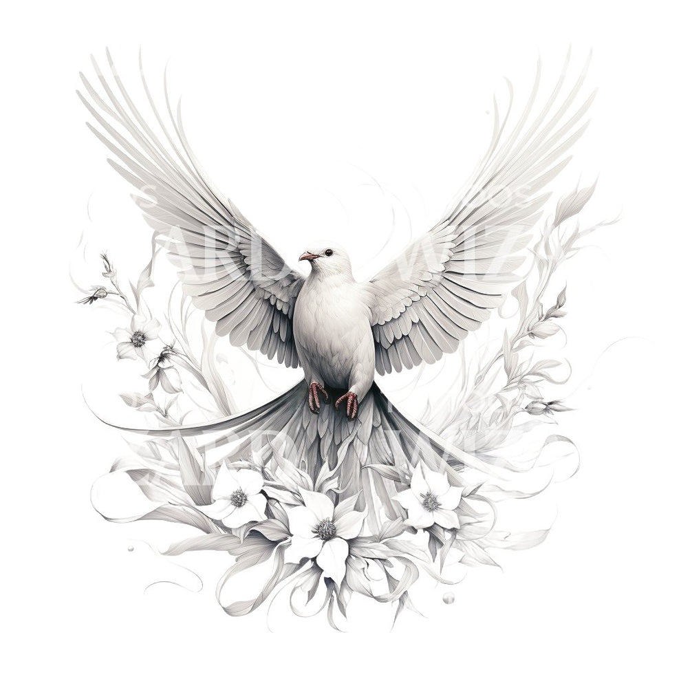White Dove Spreading its Wings Tattoo Design – Tattoos Wizard Designs