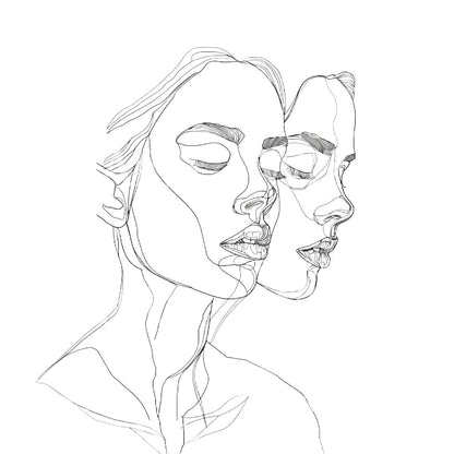 Two Faced Woman Drawing Tattoo Design
