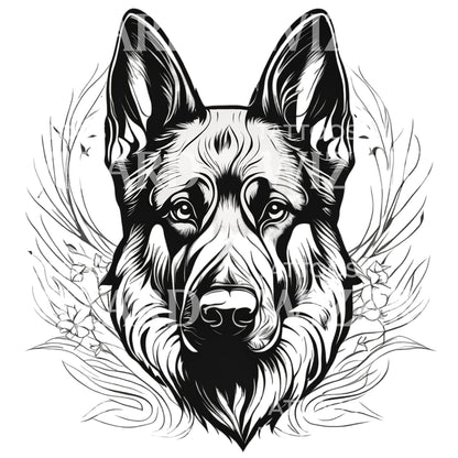 German Shepherd Dog Head Tattoo Design