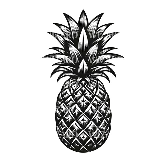 Leafy Pineapple Tattoo Design
