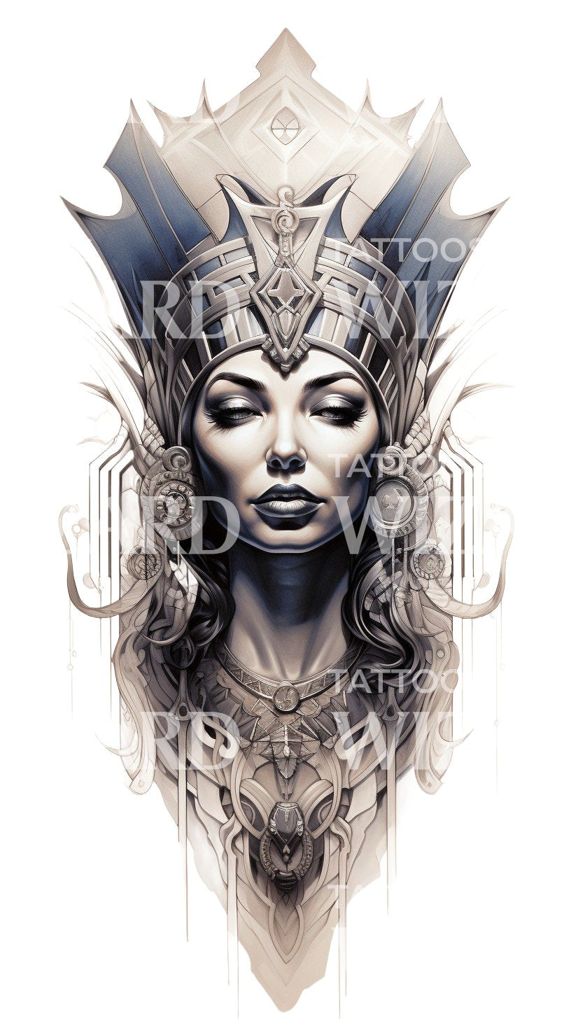 Conception de tatouage spirituel de déesse égyptienne