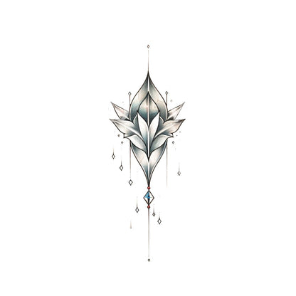 Ornamental Lotus and Diamonds Tattoo Design
