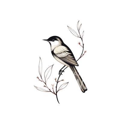 Tiny Chickadee Bird Tattoo Design
