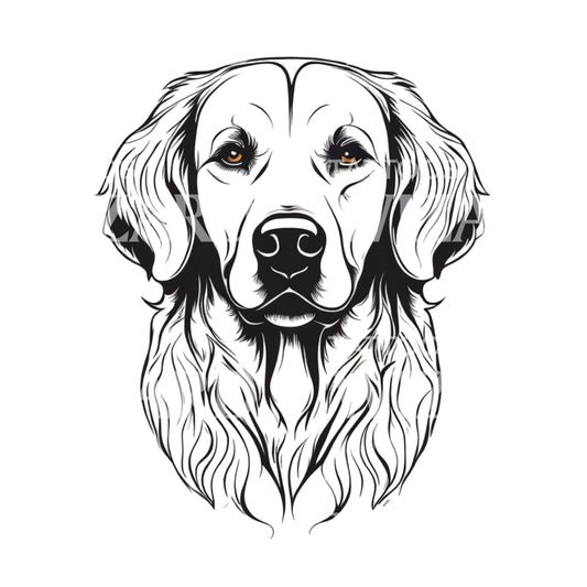 Golden Retriever Dog Head Tattoo Design