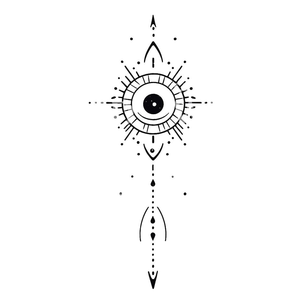 Conception de tatouage de symbole d'oeil cosmique Handpoke