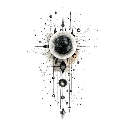Cosmic Planets Dotwork Tattoo Design