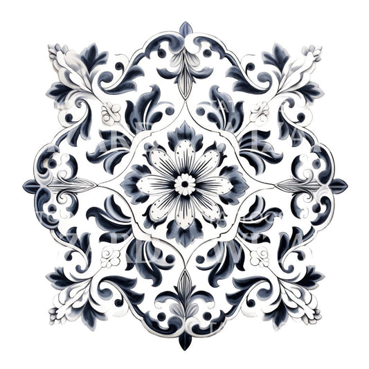 Complex Azulejo Pattern Tattoo Design