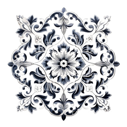 Complex Azulejo Pattern Tattoo Design