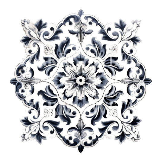 Conception de tatouage de motif azulejo complexe