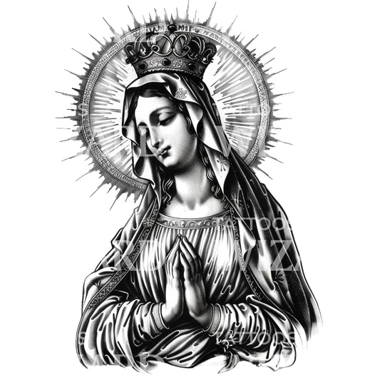 Our Lady Mary, Queen of Heavens Tattoo Design