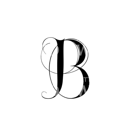 Minimalistisches Tattoo-Design mit Großbuchstaben „B“