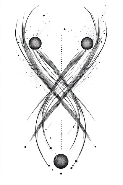 Design del tatuaggio nodo a nastro quantico