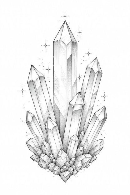 Quartz Crystal Cluster Tattoo Design