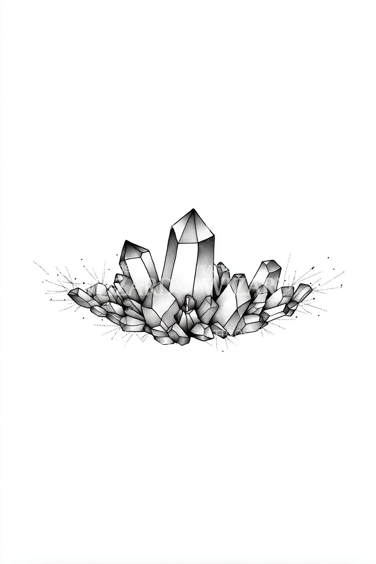 Quartz Crystal Cluster Tattoo Design