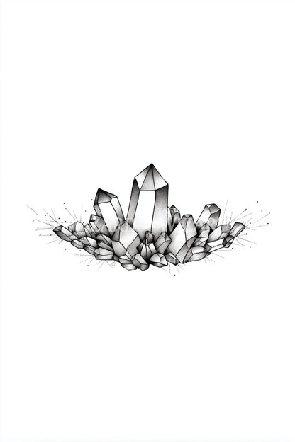 Quartz Crystal Cluster Tattoo Design