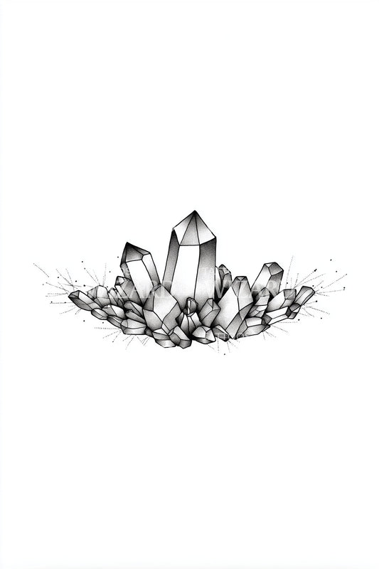 Quartz Crystal Cluster Tattoo Design