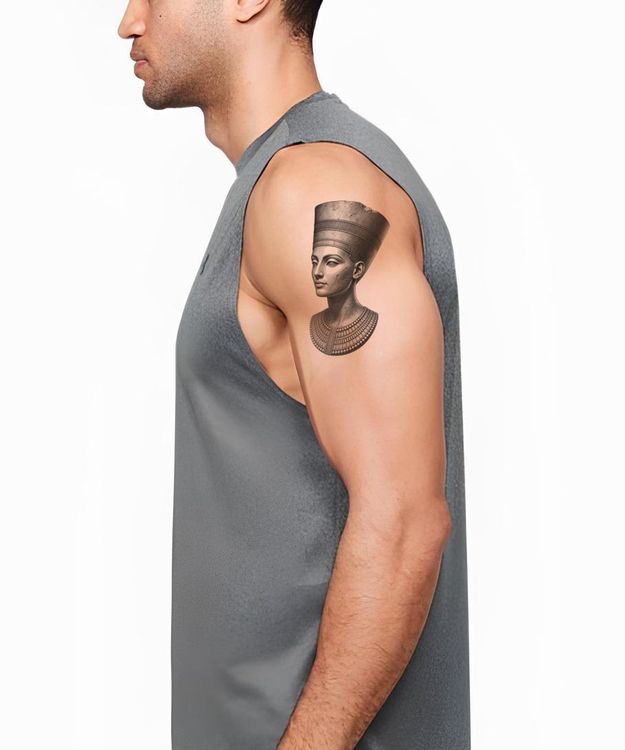 Egyptian Queen Stone Bust Tattoo Design