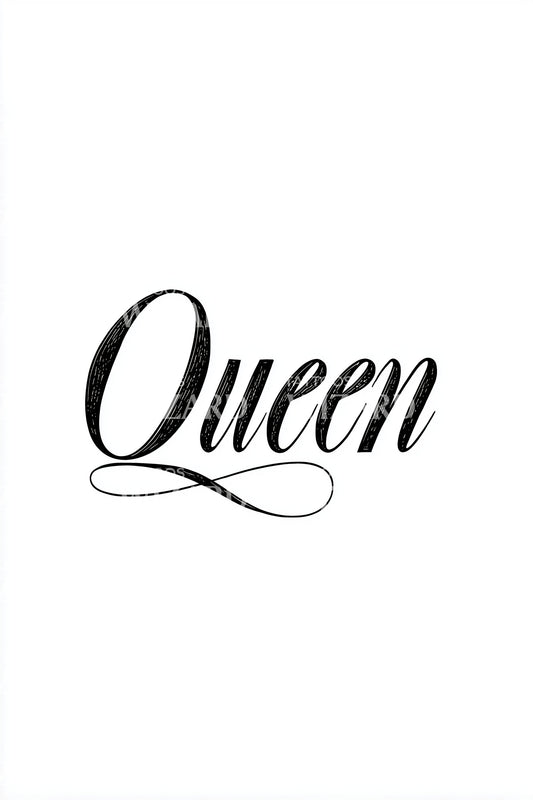Queen Classic Script Tattoo Design