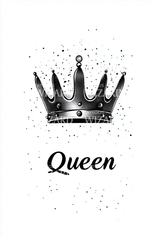 Queen Crown Lettering Tattoo Design