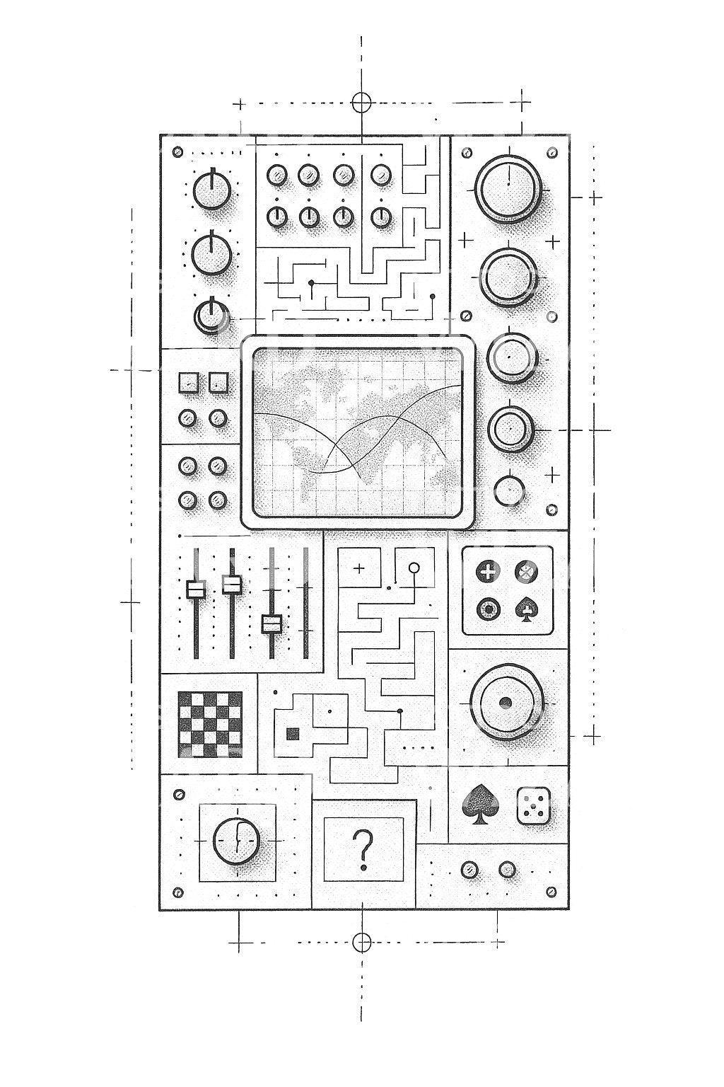 Question Maze Console Tattoo Illustration