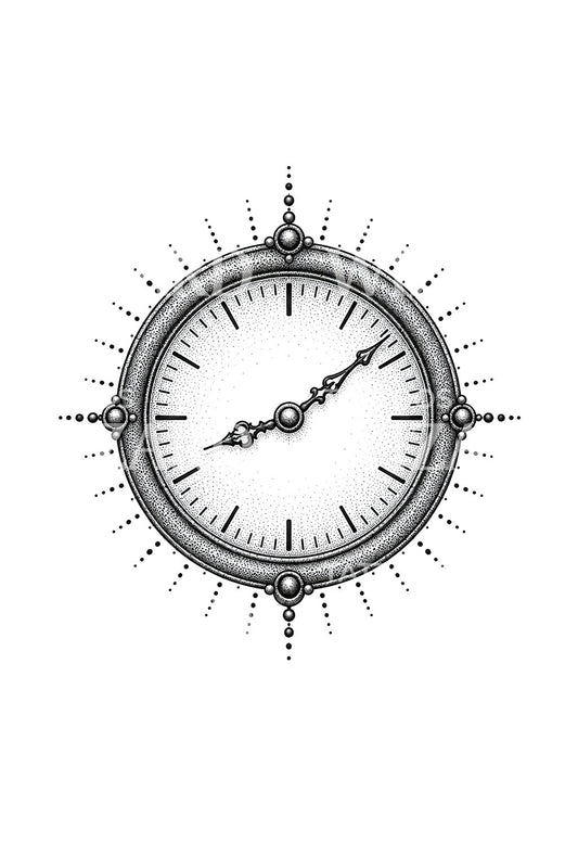 Modèle de tatouage d’horloge de l’heure calme en dotwork