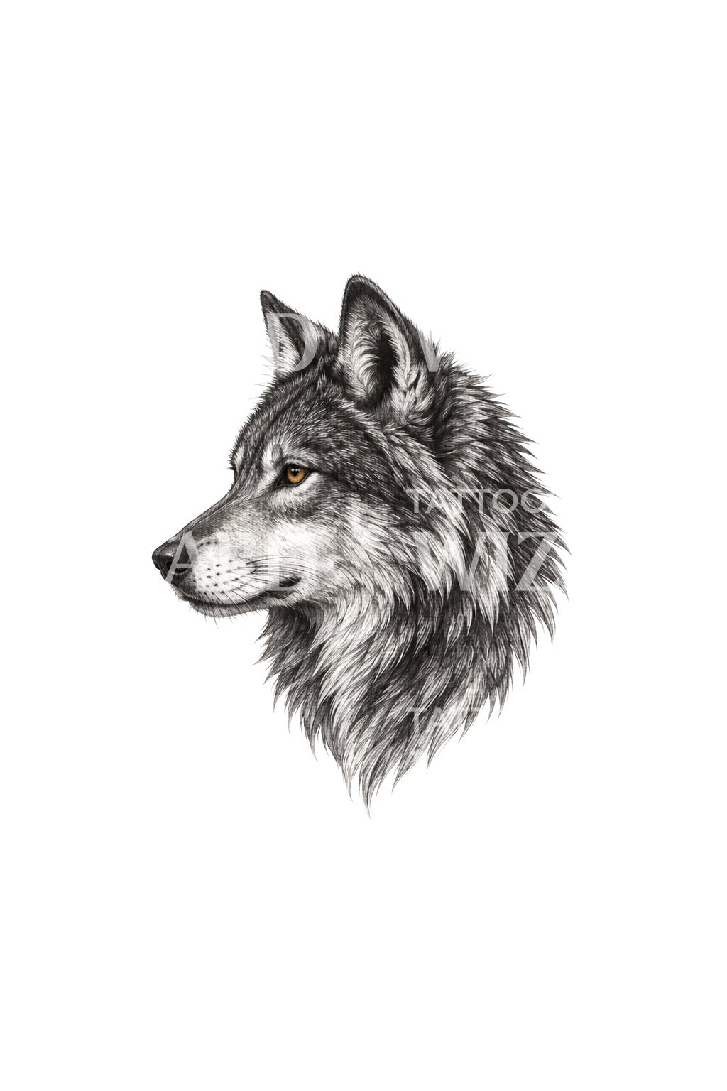 Quiet Strength Wolf Profile Micro Tattoo Idea