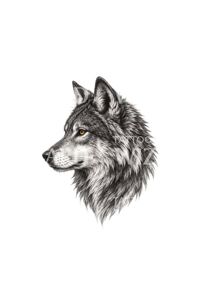 Quiet Strength Wolf Profile Micro Tattoo Idea