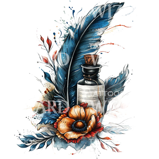 Quill and Ink Tattoo Design