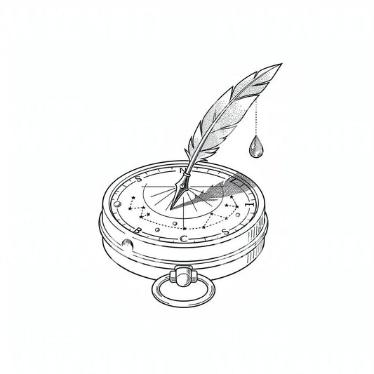 Quill Compass Tattoo Design