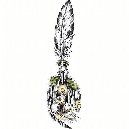 Tattoo-illustratie van een reis met een veerslak