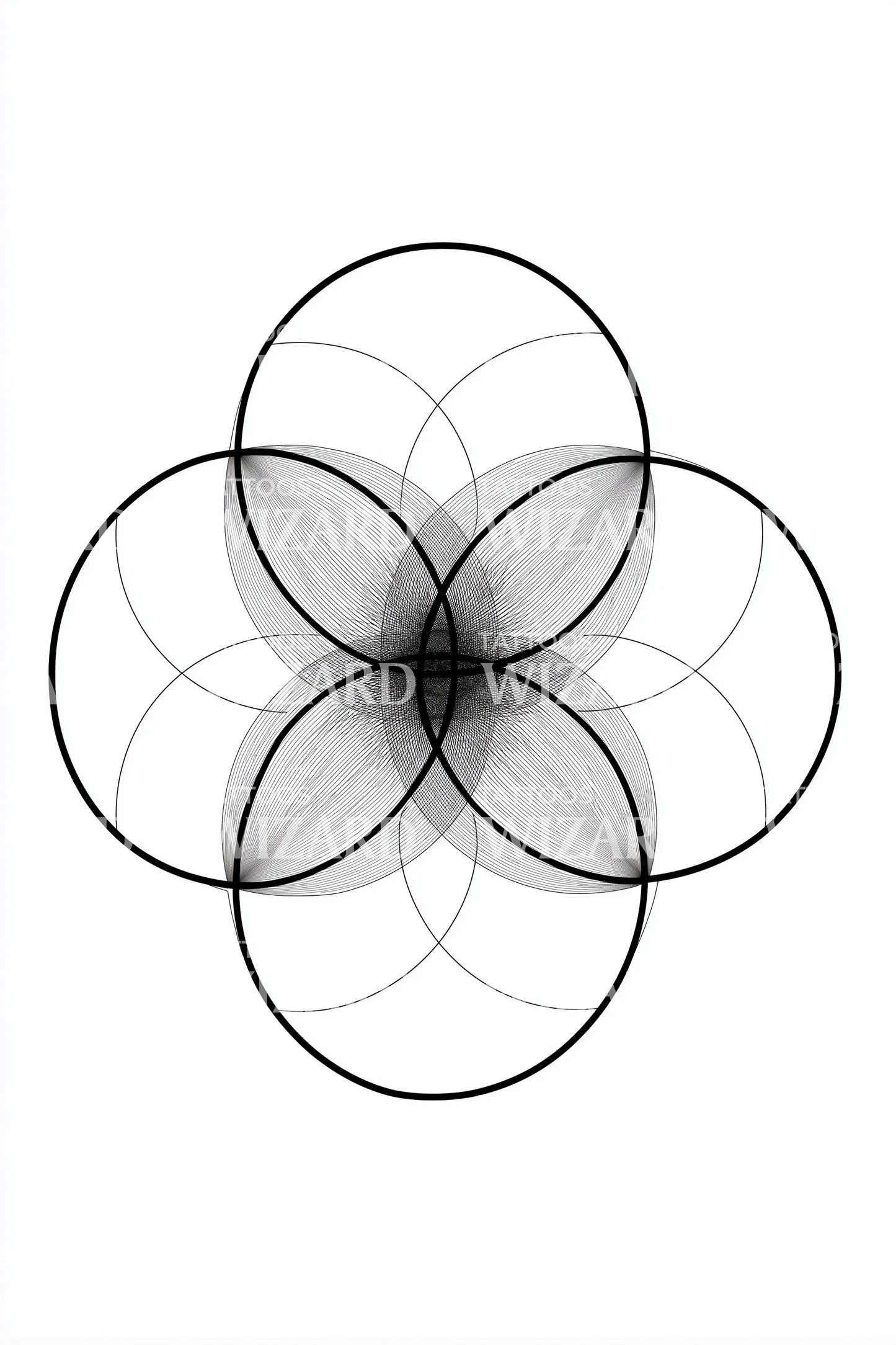 Kvintuple Venn Bloom tetovací motiv