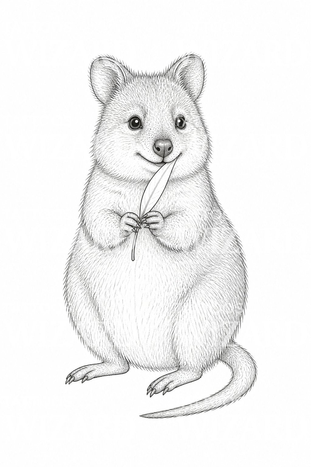 Quokka with a Leaf Tattoo Illustration