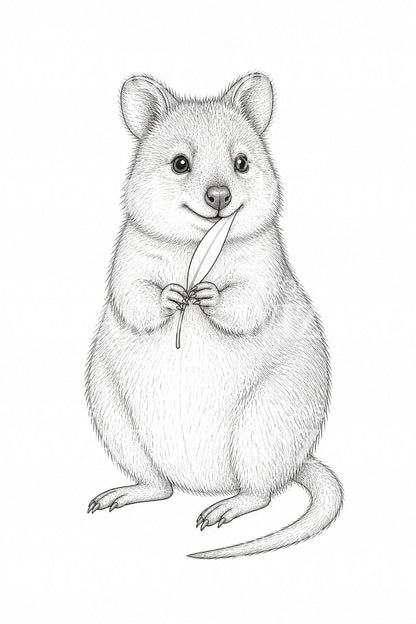Quokka with a Leaf Tattoo Illustration