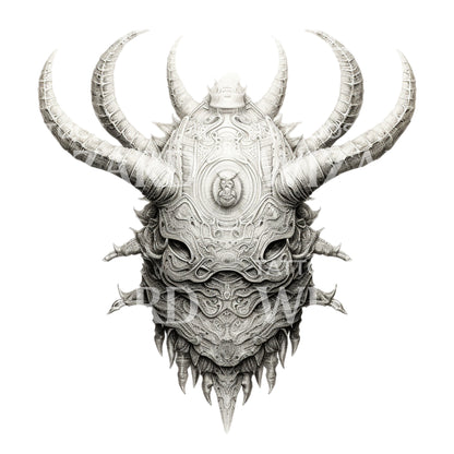 Surrealistic Beetle Mask Tattoo Design