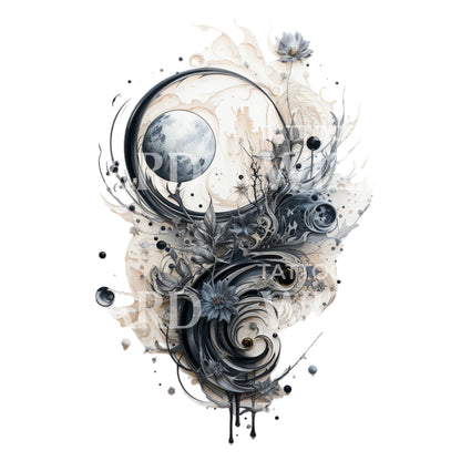 Fantasy World Composition Tattoo Design
