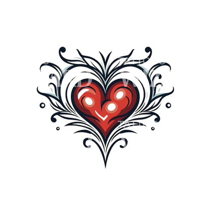 Small Heart Old School Tattoo Design