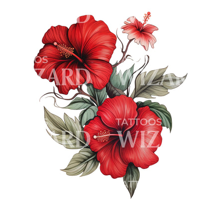 Neo Traditional Ibiscus Tattoo Design