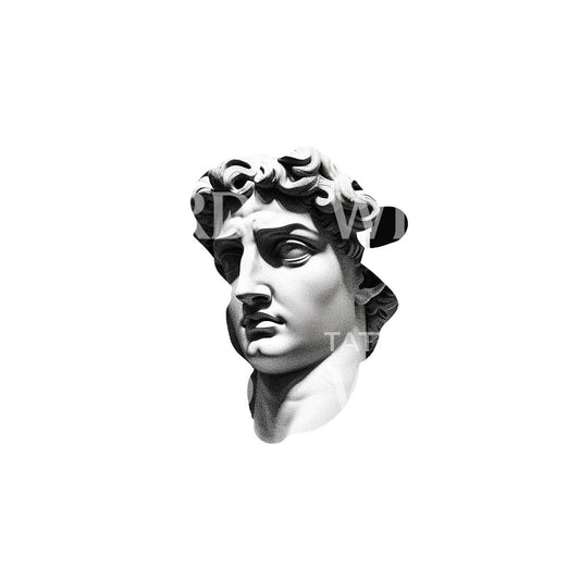 Greek God Statue Paper Cut Tattoo Design
