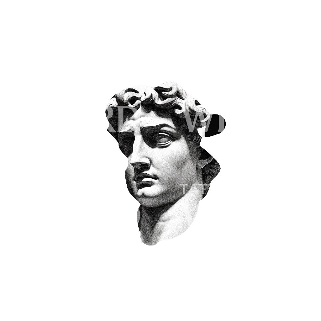 Conception de tatouage de statue de dieu grec découpée en papier